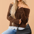 Off Shoulder Lace Hem Sweater