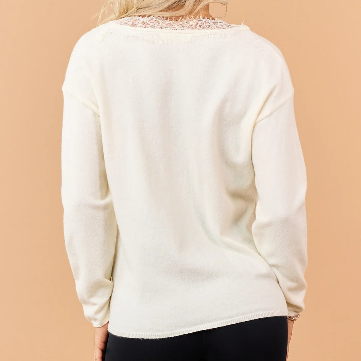 Lace V-Neck Relaxed Sweater