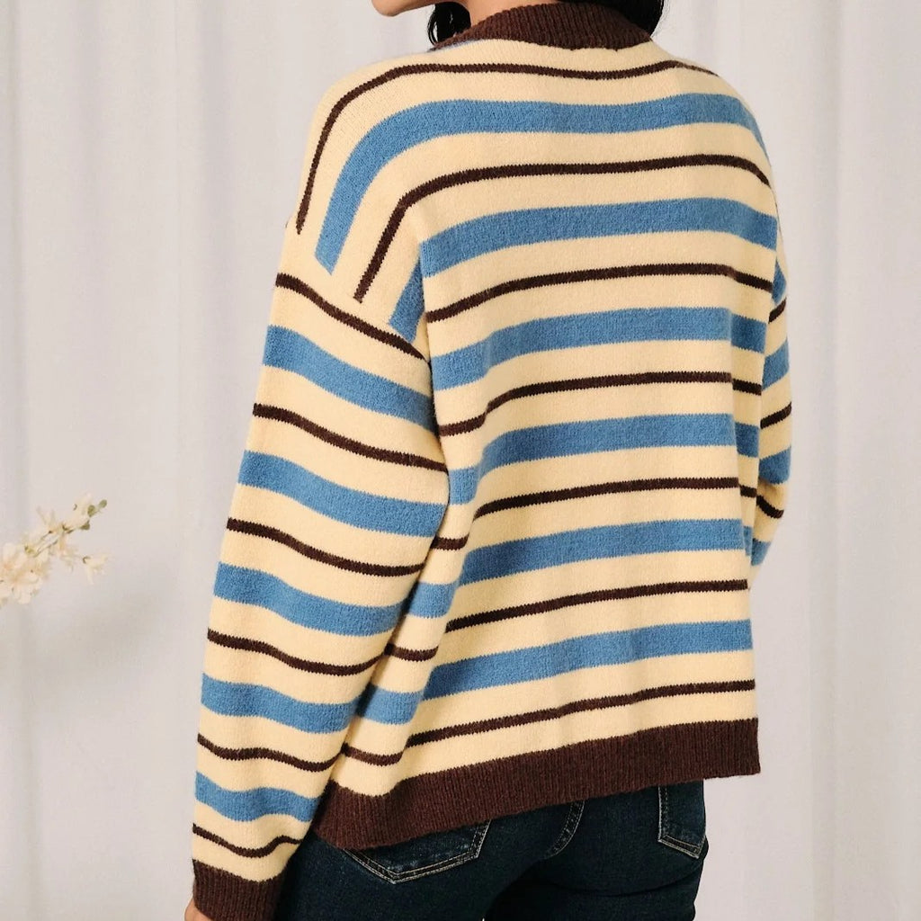 Color Block Striped Knit Cardigan