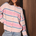 Pink Blue Striped Knit Cardigan